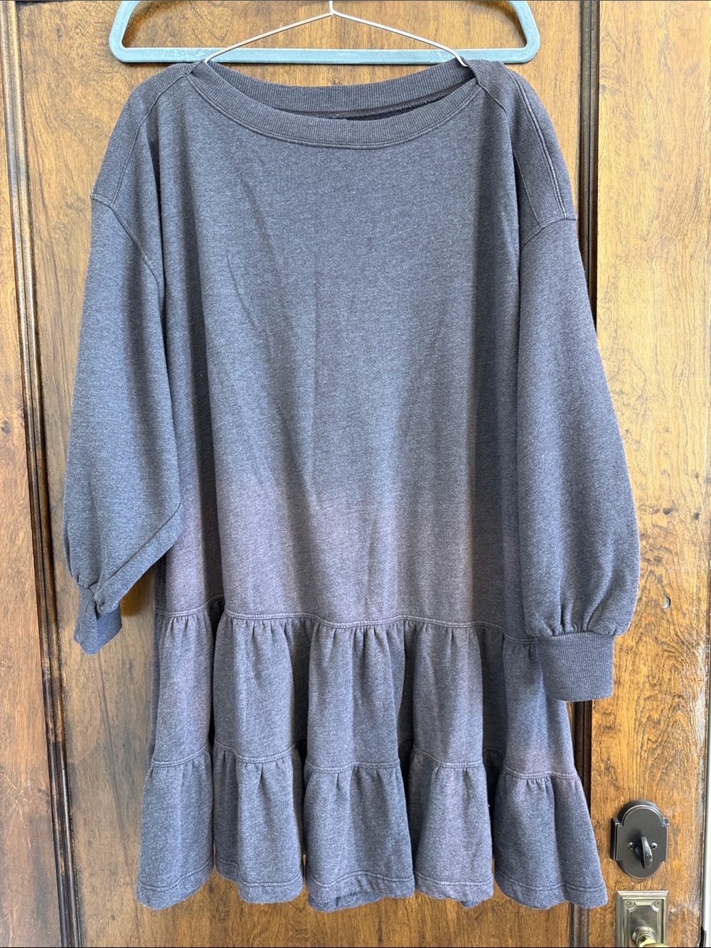 Free People Charcoal Tiered Sweatshirt Dress
